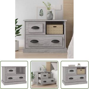 The Living Store Nachtkastje Basic - grijs sonoma eiken - 60 x 39 x 45 cm (B x D x H)