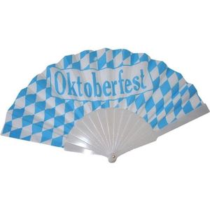 Oktoberfest 10x Beierse waaiers Oktoberfest verkleed accessoire - Bierfeest feest artikelen - Handwaaiers blauw/wit