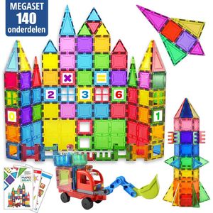 MaroGear © Mega set magnetisch speelgoed – 140 onderdelen - Magnetische bouwblokken - Montessori speelgoed te combineren met de meeste andere merken Magnetisch bouwspeelgoed