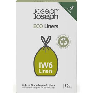 Joseph Joseph vuilniszakken Eco IW6 30 liter - 80 stuks - Pak van 4x20 Stuks - HDPE - Grijs