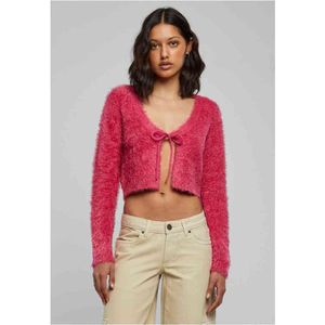 Urban Classics - Tied Cropped Feather Cardigan - XS - Roze