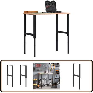 vidaXL Werkbankframes - Verstelbaar - Set van 2 - Zwart Werkbankframe - Metalen Frame - Verstelbare Werkbank - Zwarte Werkbank - DIY Meubels