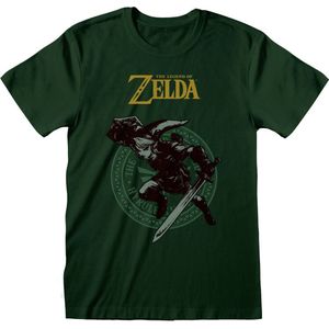 T-Shirt met Korte Mouwen The Legend of Zelda Link Pose Groen Uniseks - XL