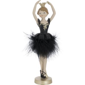 Cosy & Trendy - beeldje - ballerina - zwarte kleur - polyresin - beeldjes decoratie - 7cm x 7cm x  H22cm