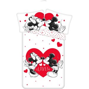 Disney Mickey & Minnie Mouse Dekbedovertrek Love Hearts - Eenpersoons - 140 X 200 Cm - Katoen