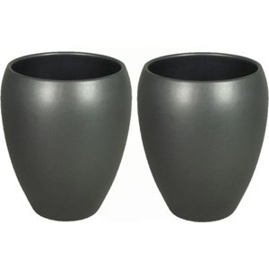 2x stuks bloemen vaas/vazen mat antraciet van keramiek D25 x H28 cm - Bloempot/plantenpot/bloemenvaas