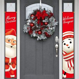 Kerstbanner, Amerikaanse kerstdecoratie, banner, kerstman, Merry Christmas slinger, sneeuwpop, decoratie, hangend veranda, bord, kerstversiering voor binnen en buiten, muur, deur, Nieuwjaar