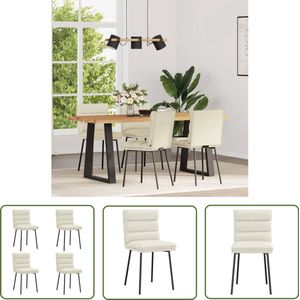 The Living Store Eetkamerstoelen 4 st fluweel crèmekleurig - Eettafelstoel - Eetkamerstoel - Velours Stoel - Creme Fauteuil - Salontafelstoel
