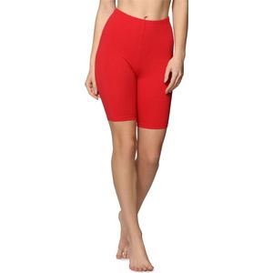 Bellivalini BLV-BLV50-157-LE Dames Leggings - Sport - Vrijetijdsbroek - Kort - Katoen - Sporbroek - Yogabroek - Rood - XL