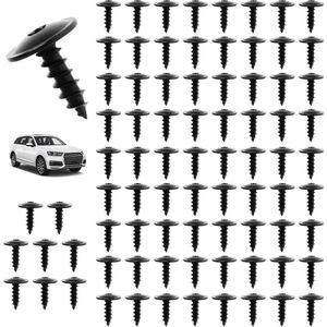 80 x 16 mm Body Screws Self Tapping Round Head Black Plate Torx Screws for Cars - Pack of