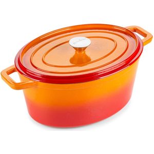 Rosmarino Braadpan - Braadpannen - Gietijzeren Braadpan Ovaal 31 cm - Braadpan inductie - 5 liter - Oranje