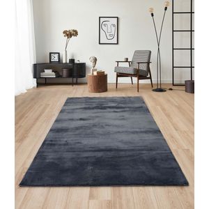 Flycarpets Zetha Zacht Hoogpolig Effen Vloerkleed - Antraciet - 200x290 cm