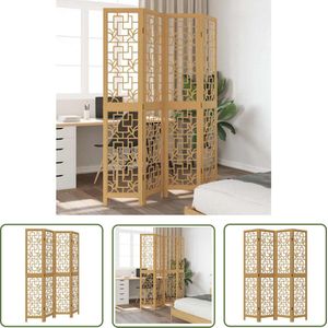 The Living Store Kamerscherm met 4 panelen massief paulowniahout bruin - Kamerscherm - Paulowniahout - Houten Scheidingswand - Privacy Screen - Wandafscheider