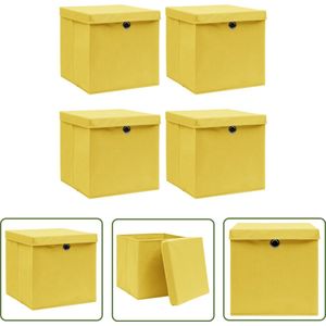 The Living Store opbergboxen - inklapbaar - geel - 32 x 32 x 32 cm - nonwoven stof