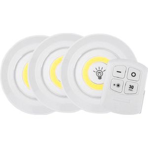 Xtraworks-3x LED inductie nachtlampje met 1x afstandsbediening- Kastverlichting - Dimbaar – Met Timer - warm licht