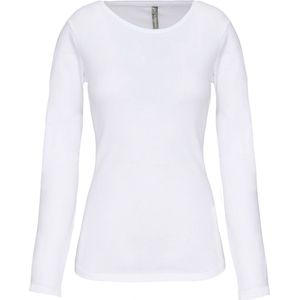 T-shirt Dames L Kariban Ronde hals Lange mouw White 97% Katoen, 3% Elasthan