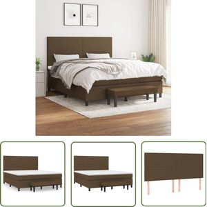 vidaXL Boxspring met matras 160x200 cm donkerbruin Boxspringbed - Donkere Bruine Boxspring - Boxspring Kopen - Tweepersoons Bed - Pocketed Veren Matras