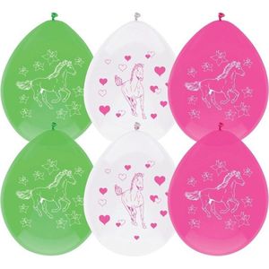 6x Paarden ballonnen versiering 30 cm - Paarden/pony thema feest ballon kinderfeestje/verjaardag