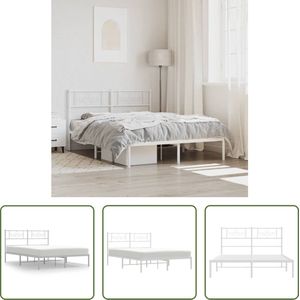 The Living Store Bedframe Classic - Metaal - Wit - 207 x 125 x 90 cm - Robuust en tijdloos design - Metalen latten en poten - Extra opbergruimte - Comfortabele ondersteuning - Geen matras inbegrepen - Montage vereist