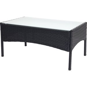 Poly-rattan tuintafel Halden, bijzettafel met glazen blad ~ antraciet