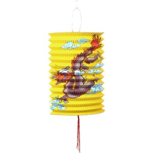 LAMPION MET DRAAK DESSIN (GEEL)