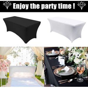 Rekbare tafelkleden 18 m voor rechthoekige tafels - Open rug getailleerde spandex - Terrastafelkleden bruiloft - Feest keuken beauty-evenement decoratie - Wit stretch black tablecloth