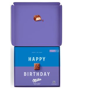 Happy Birthday - Milka Giftbox - Say it with Milka - Overheerlijke Milka pralines van melkchocolade met vulling van melkcreme - 20 pralines in cadeautjesvorm - Hét ultieme verjaardags cadeautje - Past door de brievenbus