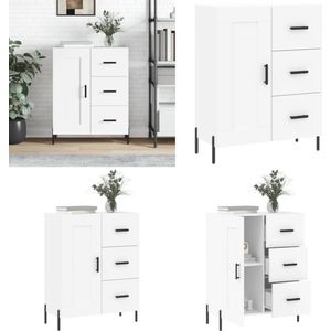 vidaXL Dressoir 69,5x34x90 cm bewerkt hout wit - Dressoir - Dressoirs - Kast - Wandkast