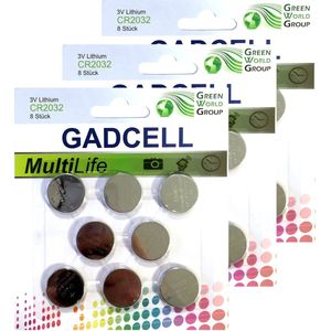 Gadcell knoopcel batterijen set - type CR2032 - 24x stuks - 3V Lithium