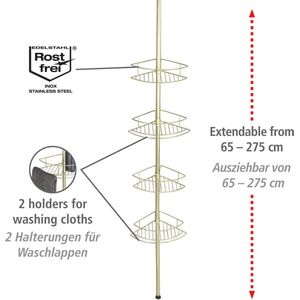 Telescopisch Hoekrek voor Badkamer - Verstelbaar en Ruimtebesparend met 4 Planken