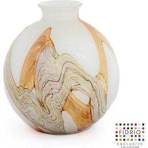 Design vaas BOLVASE WITH NECK - Fidrio BEACH - glas, mondgeblazen bloemenvaas - diameter 23 cm