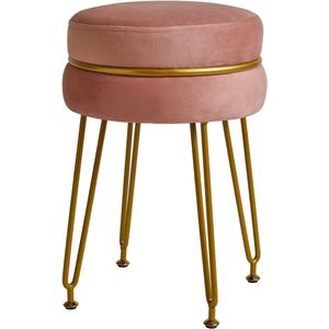 GTB® Kaptafel Stoel - Make Up Kruk - Kaptafel Krukje - Roze - 31cm x 31cm x 46cm