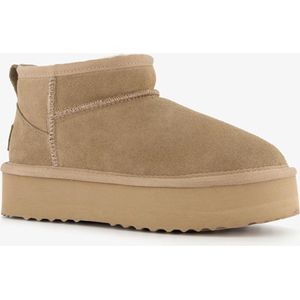 Hush Puppies suede dames enkellaarsjes beige - Maat 39 - Echt leer