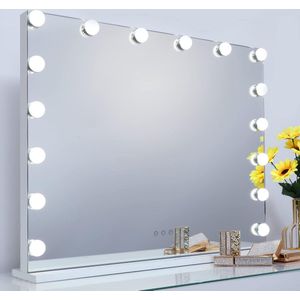Verstelbare Hollywood-spiegel met LED Verlichting - Aanpasbare Kleurtemperaturen - Make-up Spiegel met USB Oplaadpoort - 12 Verlichtingsopties - Professionele Make-up Spiegel