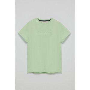 Muntgroen basic T-shirt met rubberen Polo Club-logo