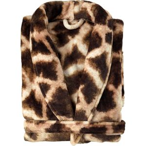 Zohome Giraffe Badjas Lang - Flanel Fleece - Maat XL - Brown - Badjas Dames - Badjas Heren