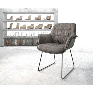 Gestoffeerde-stoel Kaira-Flex slipframe zwart microvelours antraciet vintage