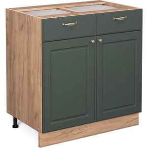 Vicco Keukenonderkast Fame-Line, Groen-Goud Landhuis/Bruin, 80 cm zonder werkblad