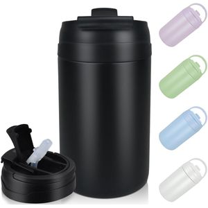 By Shayne ® Koffie To-Go Beker met Lekvrij Deksel en Dubbelwandige Isolatie, 500 ml, Zwart