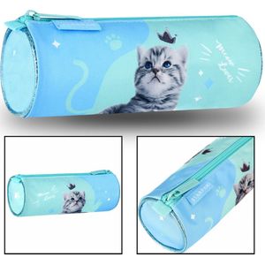 Blauwe Tube Pennenbakje voor Meisjes, Kittens 22x8x8cm