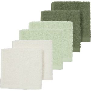 Meyco Baby Uni monddoekjes - 6-pack - badstof - offwhite/soft green/forest green - 30x30cm