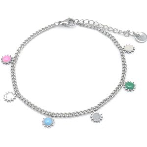 Armband Dames - Zon - RVS - Lengte 17-21 cm - Zilverkleurig