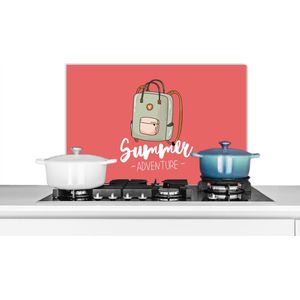 Spatscherm keuken 70x50 cm - Kookplaat achterwand Koffer - Wit - Roze - Muurbeschermer - Spatwand fornuis - Hoogwaardig aluminium