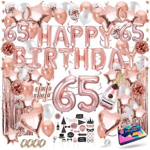 Fissaly 65 Jaar Rose Goud Verjaardag Decoratie Versiering – Feest - Helium, Latex & Papieren Confetti Ballonnen