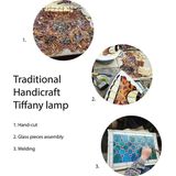 LumiLamp Tiffany Tafellamp Ø 40x58 cm Grijs Glas Tiffany Bureaulamp