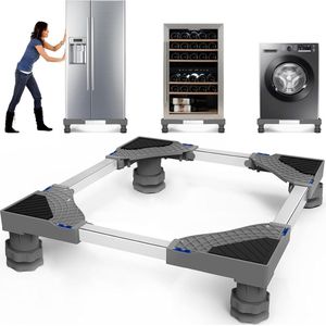 S&Dshopline® Wasmachineronderstel met 4 poten voor wasmachine, koelkast en droger, verstelbare wasmachinevoet met antislip schokdempingsfunctie, instelbaar: 42 - 65 cm