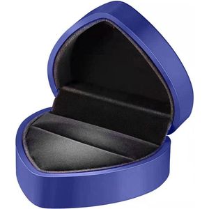Ring Box Hartvorm Fluwelen - Trouwring Doos voor Bruiloft, Verlovingsring, Valentijnsdag - Blauw