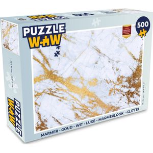 Puzzel Marmer - Goud - Wit - Luxe - Marmerlook - Glitter - Legpuzzel - Puzzel 500 stukjes