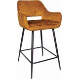 PTMD Fal LOW Velvet Rust bar stool black metal leg