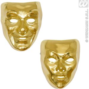 Widmann - Plastic Masker Goud - Goud - Carnavalskleding - Verkleedkleding